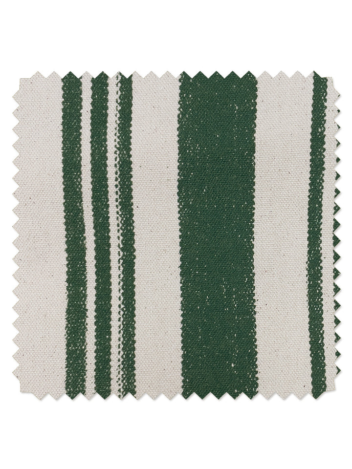 fabric by the yard painted stripes green on raw canvas