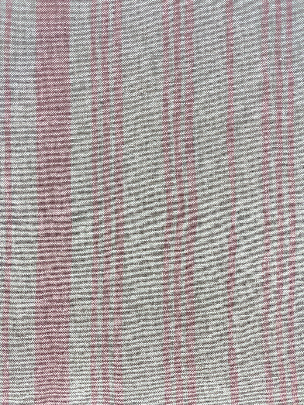 fabric by the yard painted stripes pink on flax linen