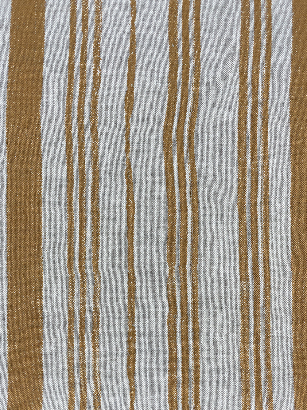 fabric by the yard painted stripes terracotta on flax linen
