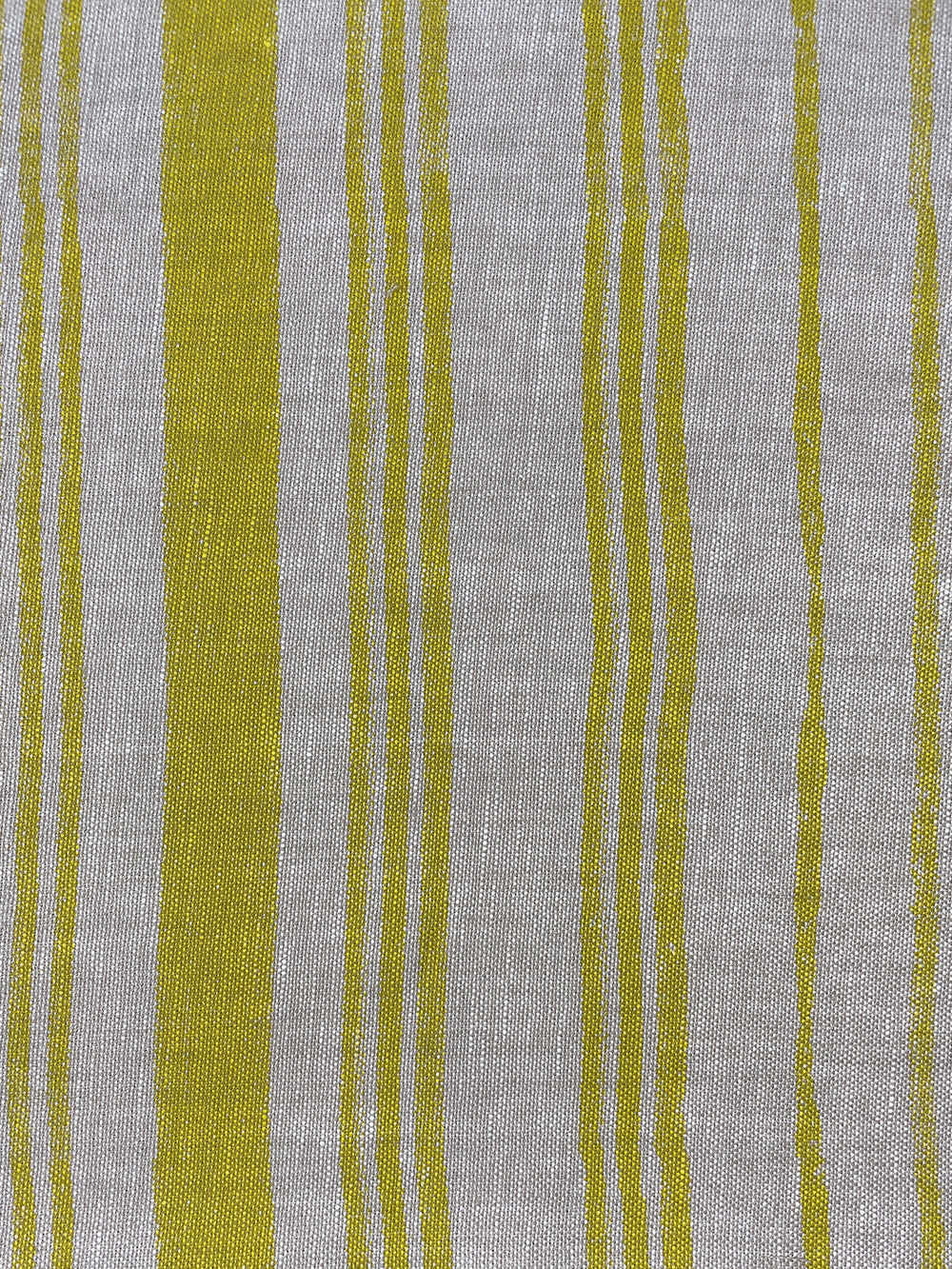 fabric by the yard painted stripes yellow on flax linen