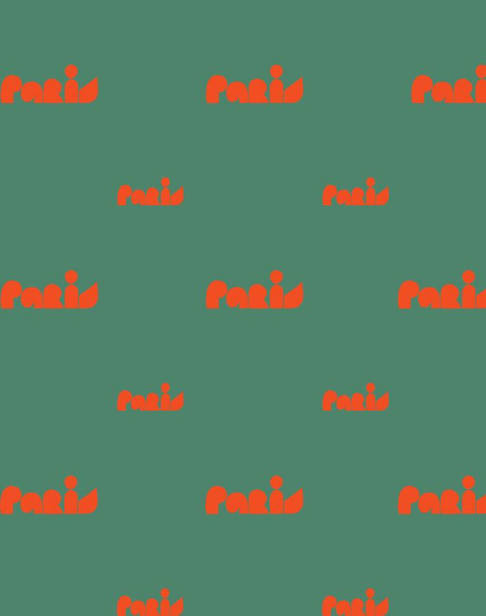 'Paris Graphic' Wallpaper by Clare V. - Green / Retro Red