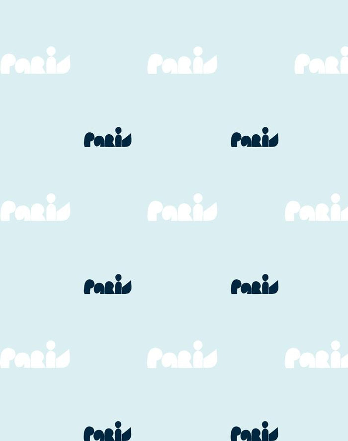 'Paris Graphic' Wallpaper by Clare V. - Baby Blue