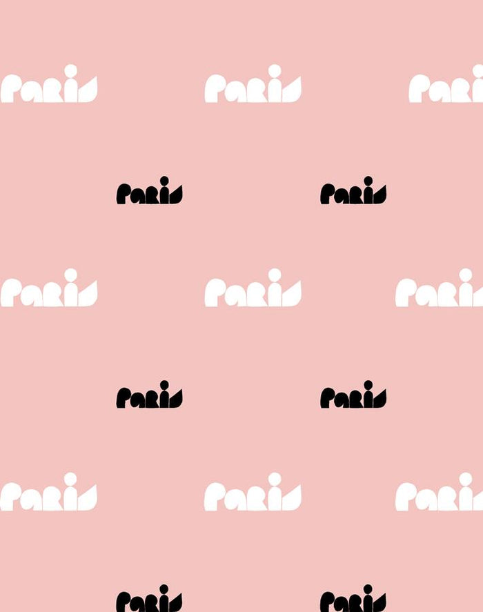 'Paris Graphic' Wallpaper by Clare V. - Pink
