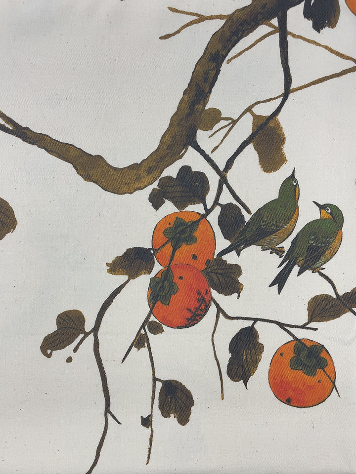 fabric by the yard persimmon birds persimmon on organic twill
