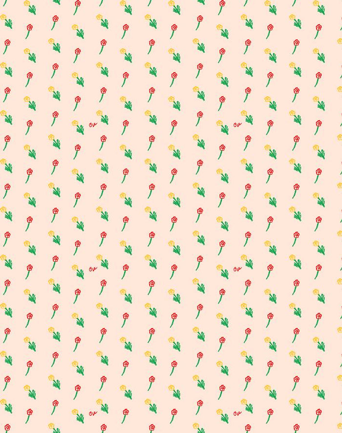 'Petite Fleur' Wallpaper by Clare V. - Peach