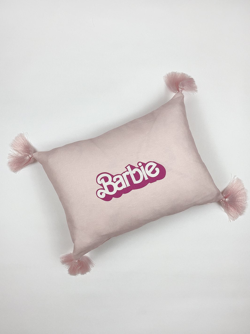 80s barbie logo lumbar pillow pink