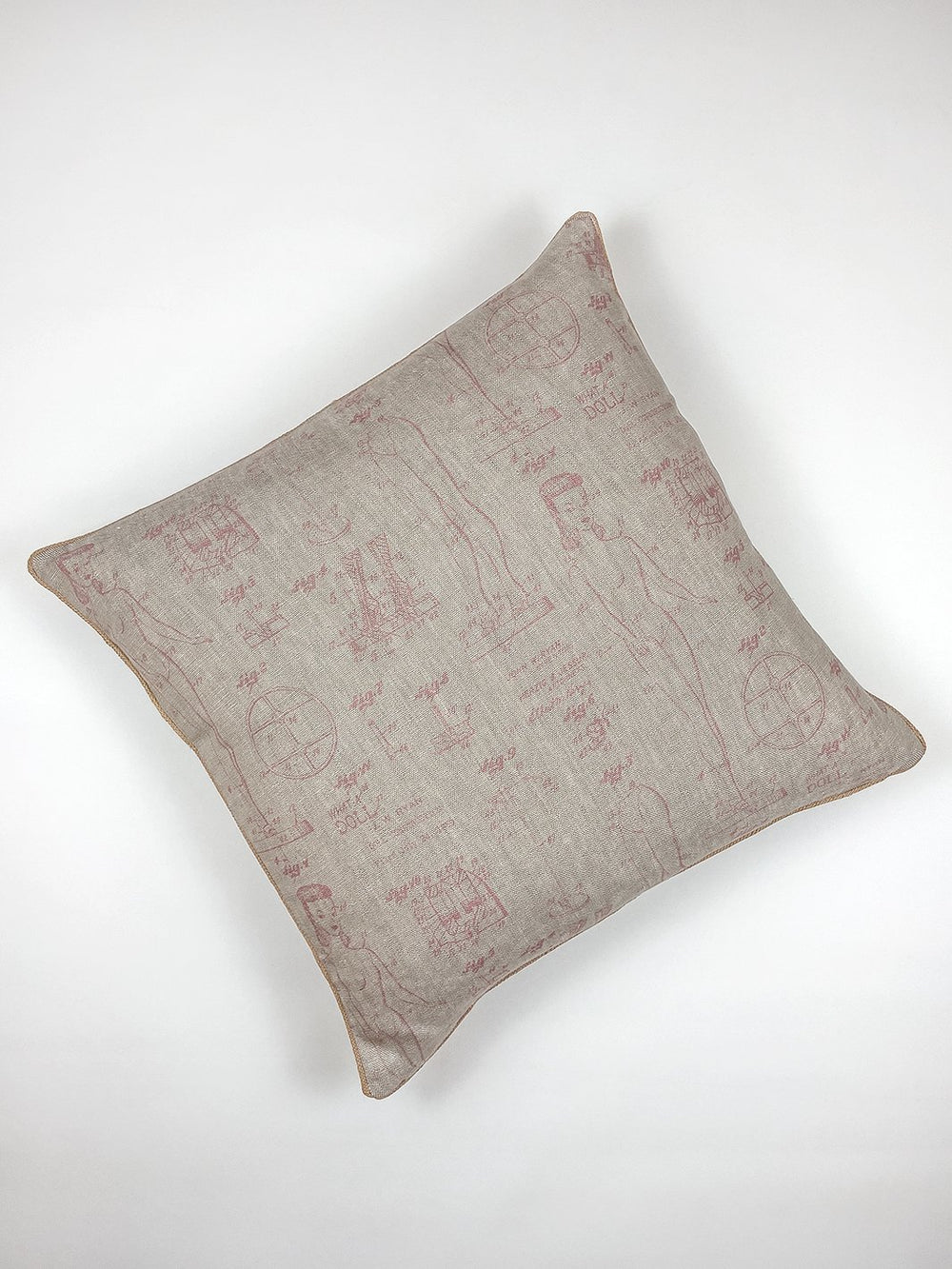 barbie blueprint throw pillow ballet slipper on flax linen