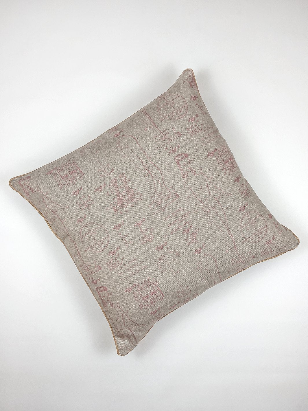 barbie blueprint throw pillow ballet slipper on flax linen