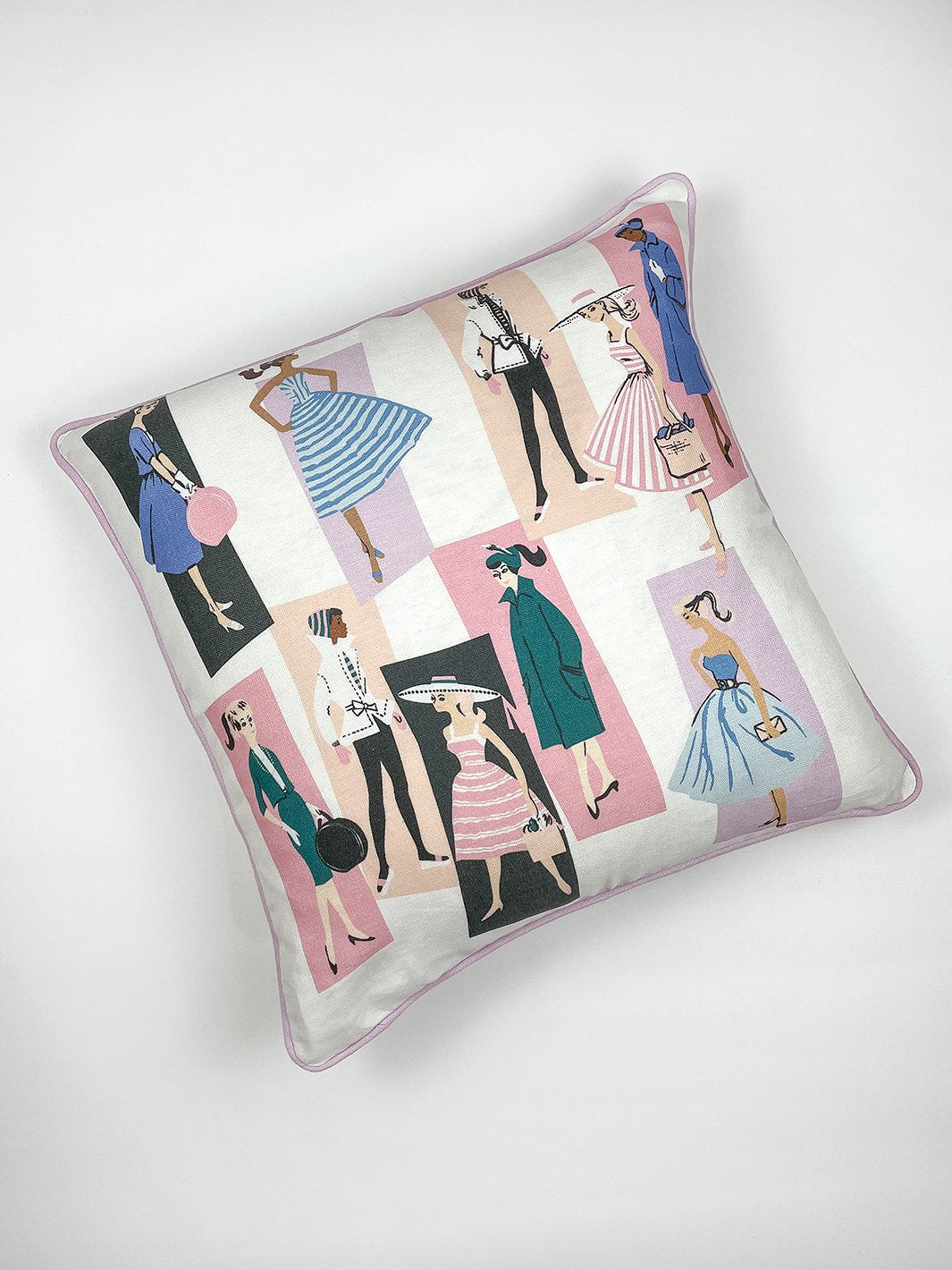 mod shapes throw pillow by barbie levander peach