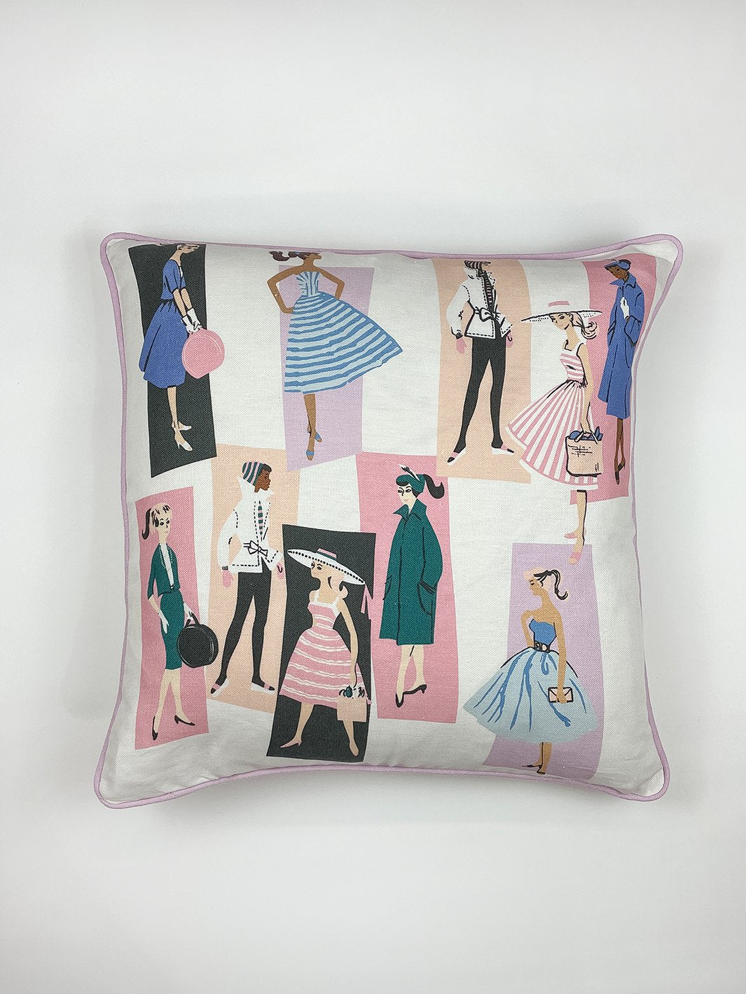 mod shapes throw pillow by barbie levander peach