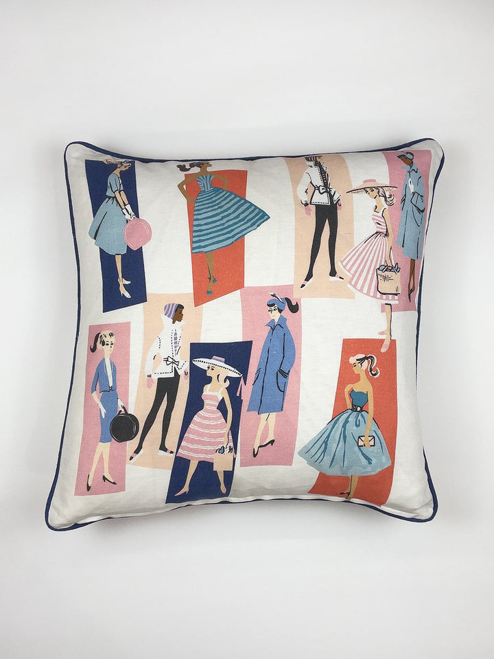mod shapes throw pillow by barbie navy pink