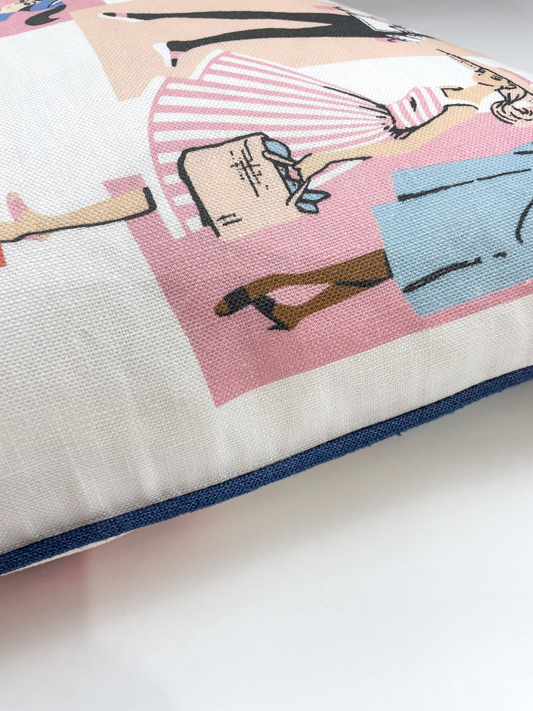 fabric by the yard mod shapes navy pink