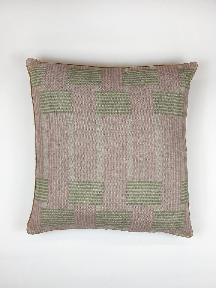 roman holiday woven throw pillow by barbie pink and green