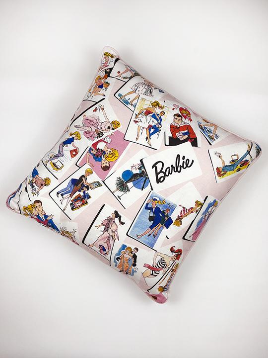barbie trading cards throw pillow pink