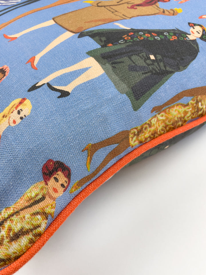 fabric by the yard vintage illustration violet on flax linen