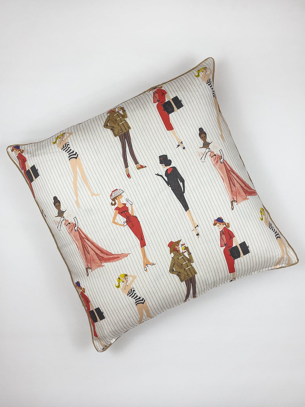 vintage pinstripe throw pillow by barbie sand