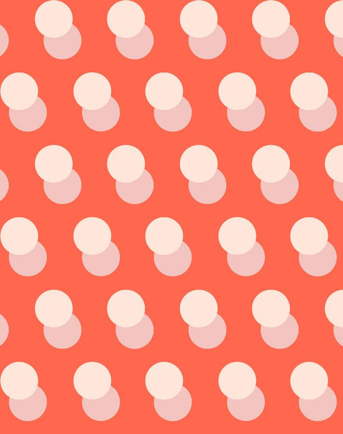 'Pop Dots' Wallpaper by Clare V. - Retro Red
