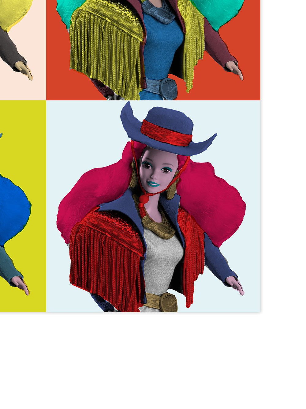 pop print western barbie on acrylic