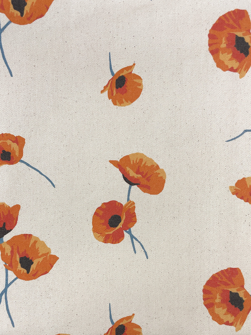 fabric by the yard poppy orange on raw canvas