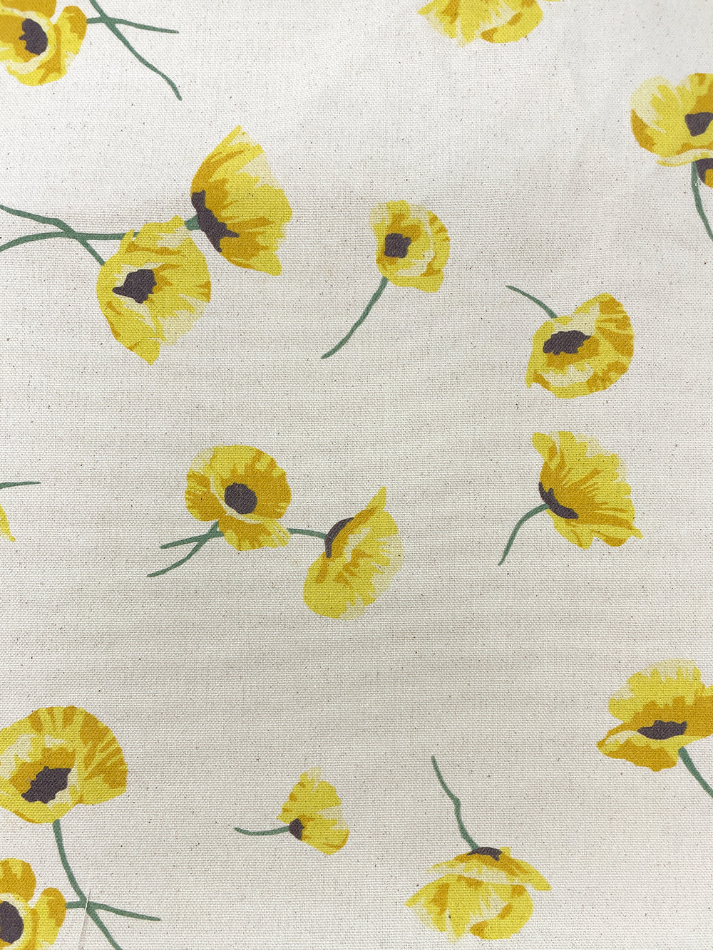fabric by the yard poppy yellow on flax linen