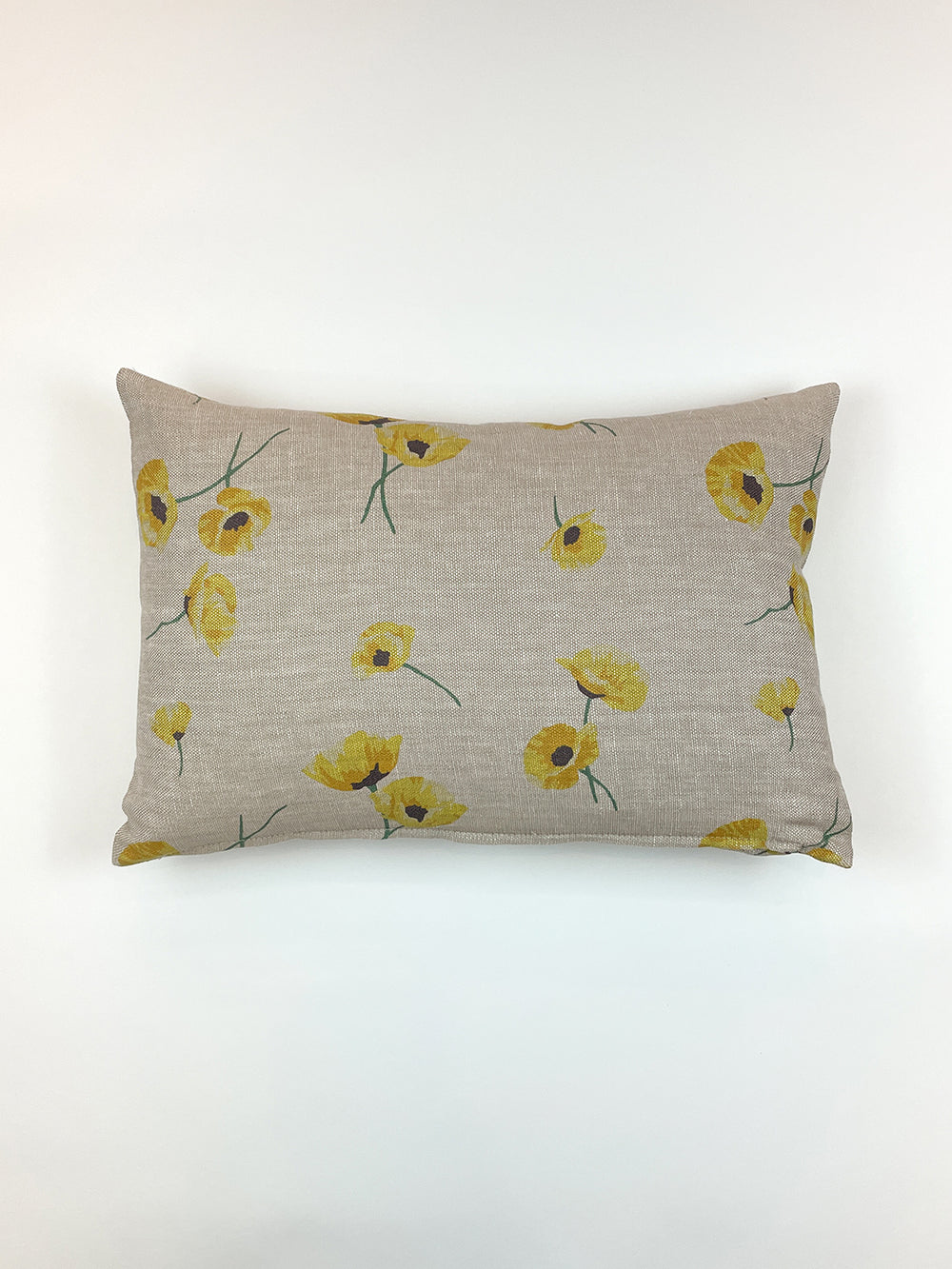 poppy throw pillow yellow on flax linen