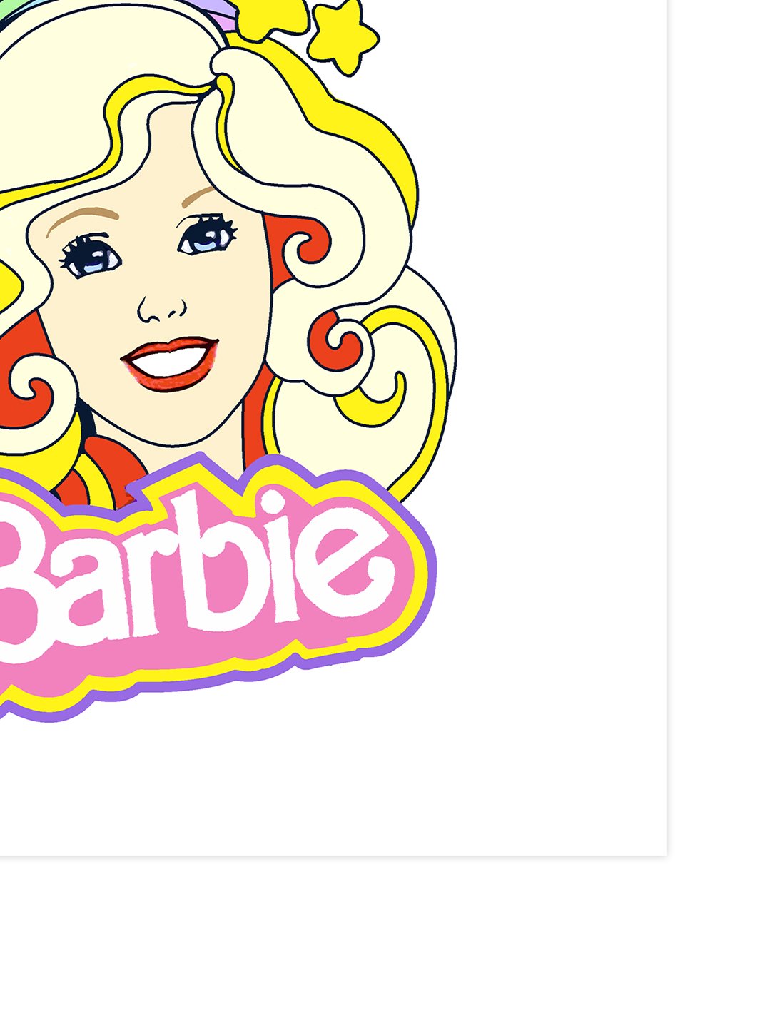 rainbow barbie on acrylic