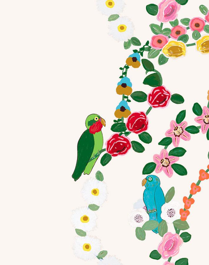 Papier peint « Rainbow Garden Stripe » par Carly Beck - Crème