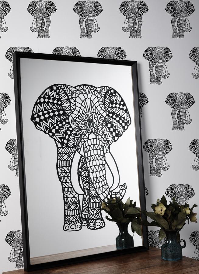 Artshoppe Raja the Black Elephant Mirror