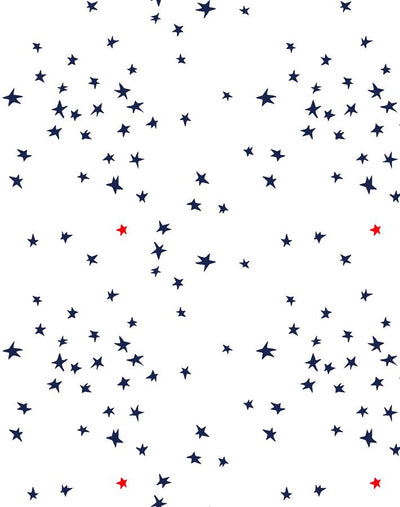 'Rising Star' Wallpaper by Clare V. - Navy / White / Red