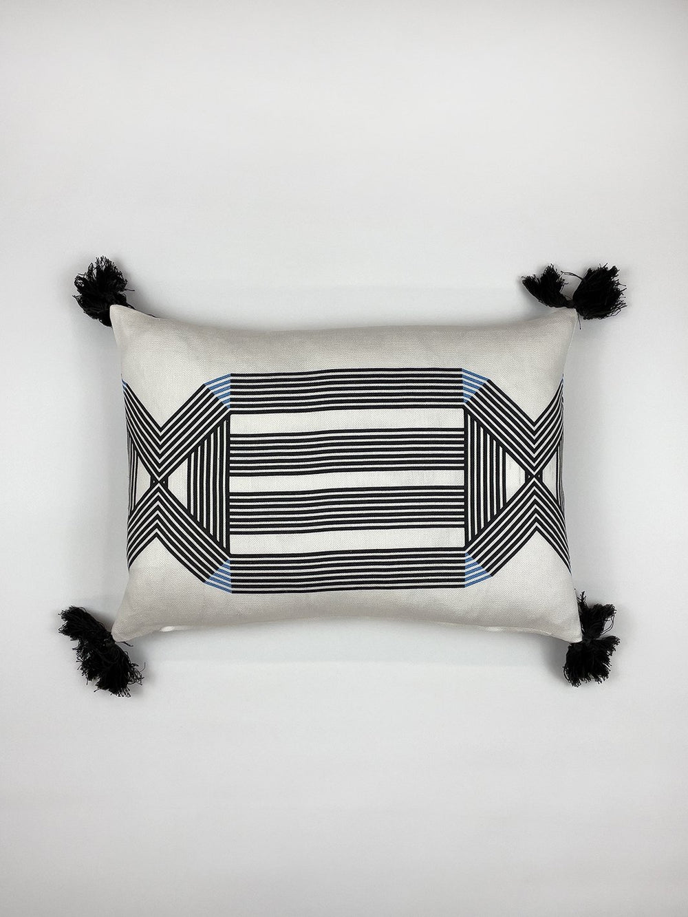 roman holiday key lumbar pillow by barbie black on white