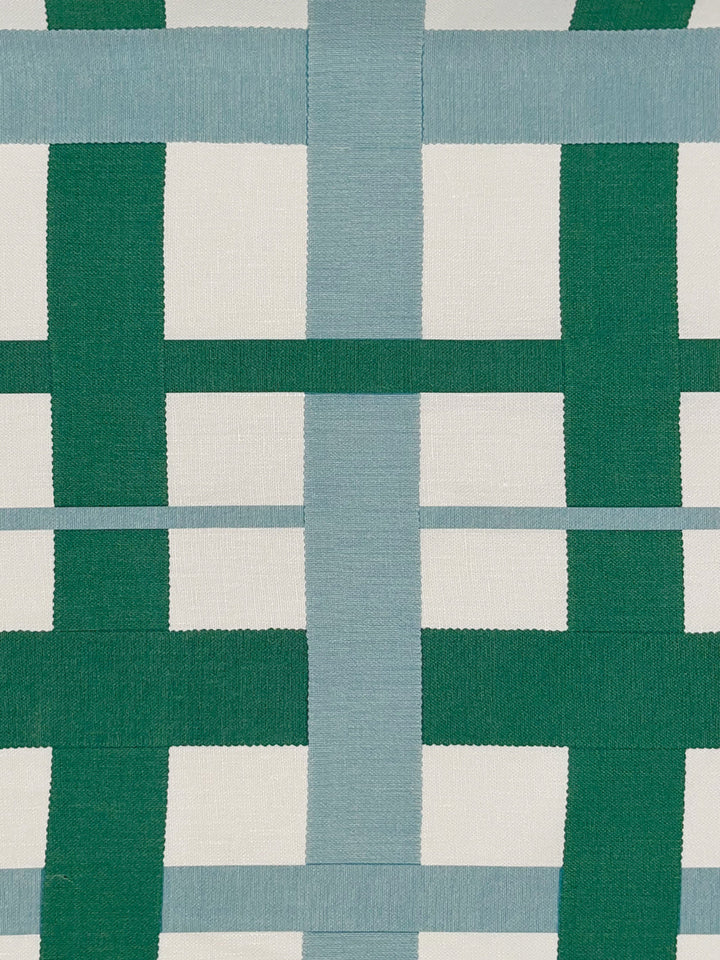 crosstown plaid pillow by sarah jessica parker sky emerald on linen