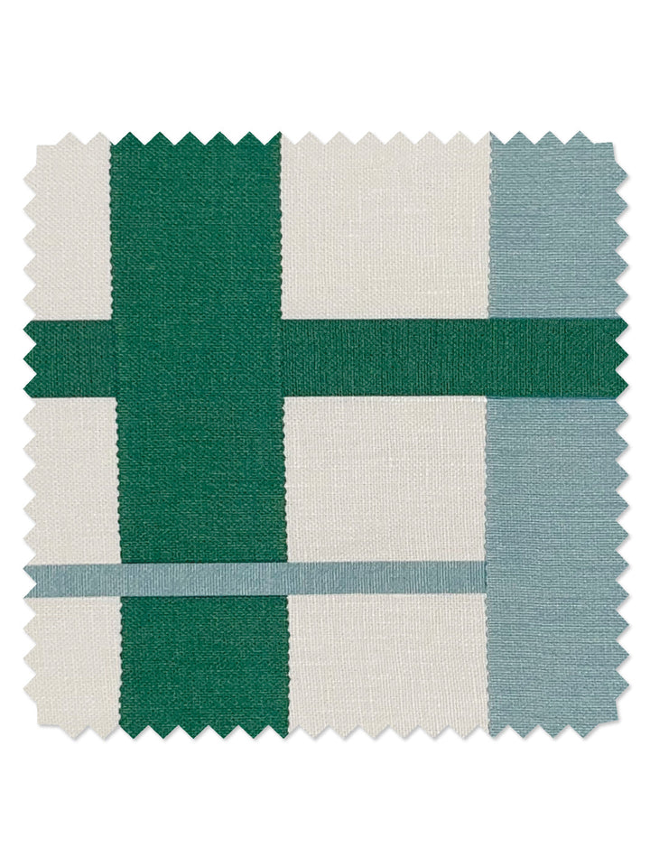 crosstown plaid pillow by sarah jessica parker sky emerald on linen