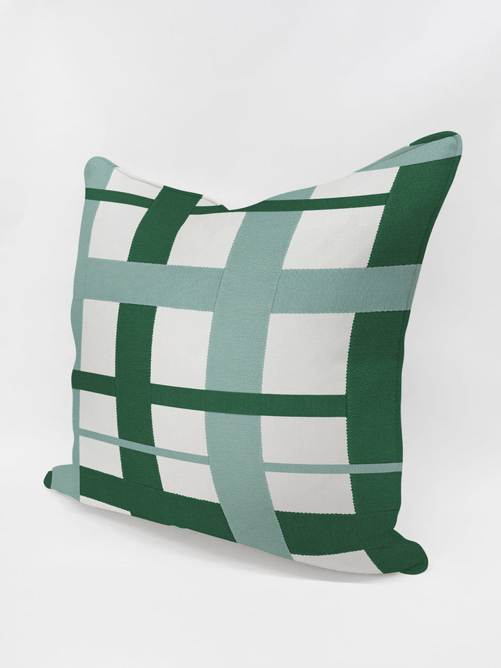 crosstown plaid pillow by sarah jessica parker sky emerald on linen