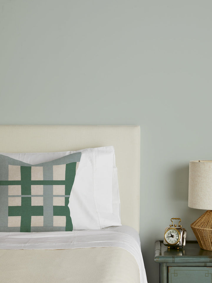 crosstown plaid pillow by sarah jessica parker sky emerald on linen