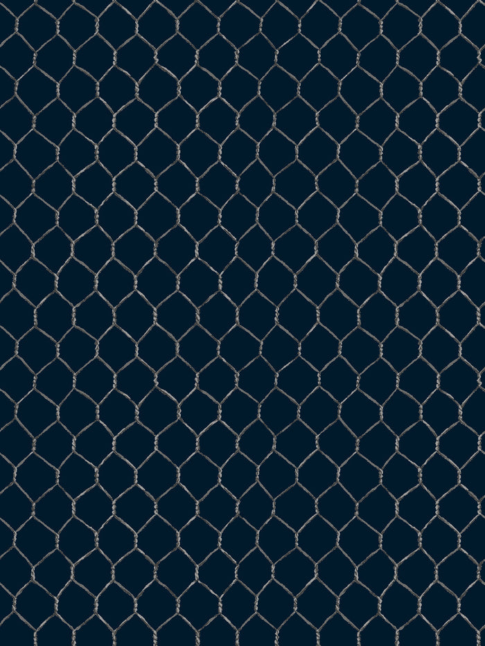 'Evelyn's Chicken Wire' Wallpaper by Sarah Jessica Parker - Metal on Navy
