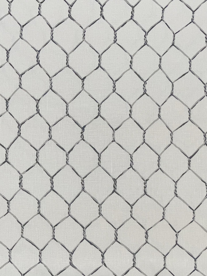 evelyns chicken wire linen fabric by sarah jessica parker metal on silver