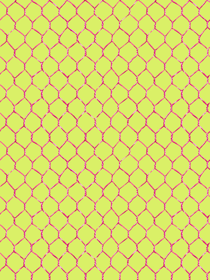'Evelyn's Chicken Wire' Wallpaper by Sarah Jessica Parker - Raspberry on Citron