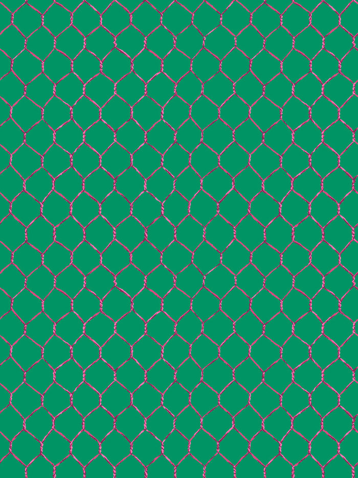 'Evelyn's Chicken Wire' Wallpaper by Sarah Jessica Parker - Raspberry on Emerald