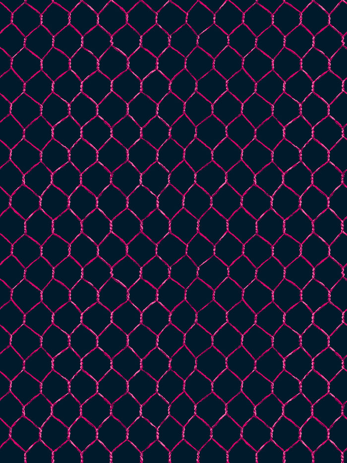 'Evelyn's Chicken Wire' Wallpaper by Sarah Jessica Parker - Raspberry on Navy