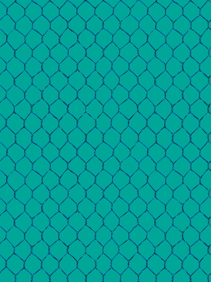 'Evelyn's Chicken Wire' Wallpaper by Sarah Jessica Parker - Sapphire on Teal