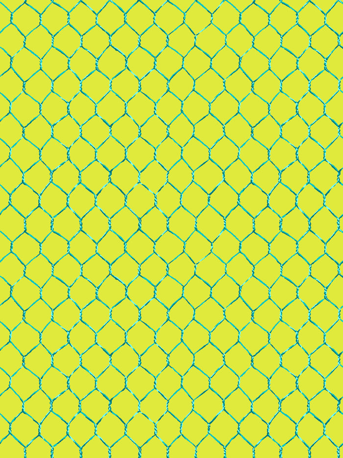 'Evelyn's Chicken Wire' Wallpaper by Sarah Jessica Parker - Teal on Citron