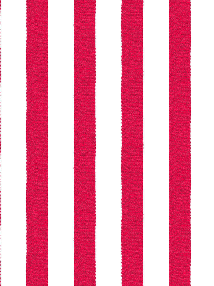 'Grosgrain Stripe on White' Wallpaper by Sarah Jessica Parker - Raspberry