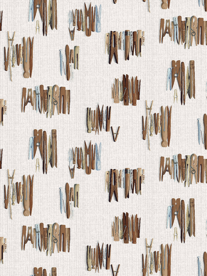 'Laundry Line' Wallpaper by Sarah Jessica Parker - Cream