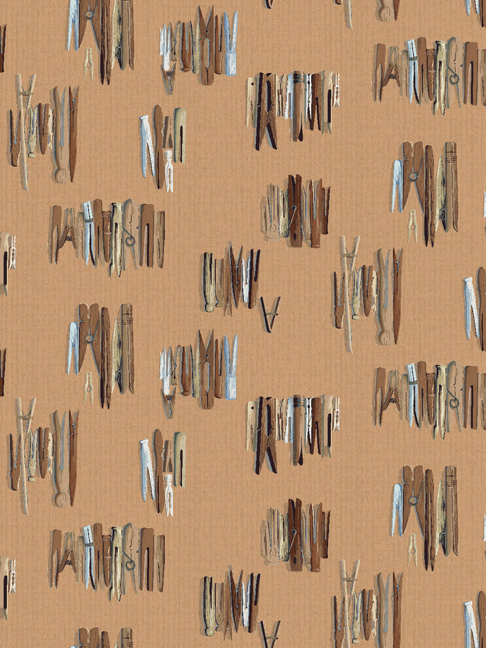 'Laundry Line' Wallpaper by Sarah Jessica Parker - Saddle