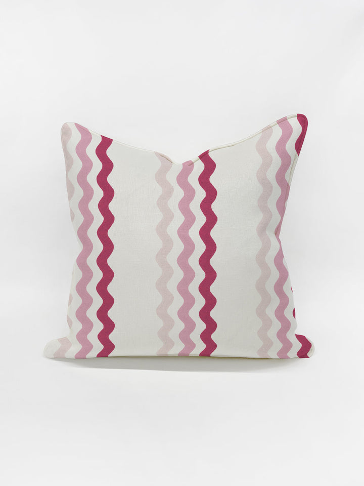 ric rac bands pillow by sarah jessica parker pink slipper geranium on linen