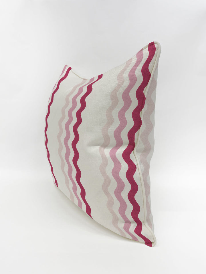 ric rac bands pillow by sarah jessica parker pink slipper geranium on linen