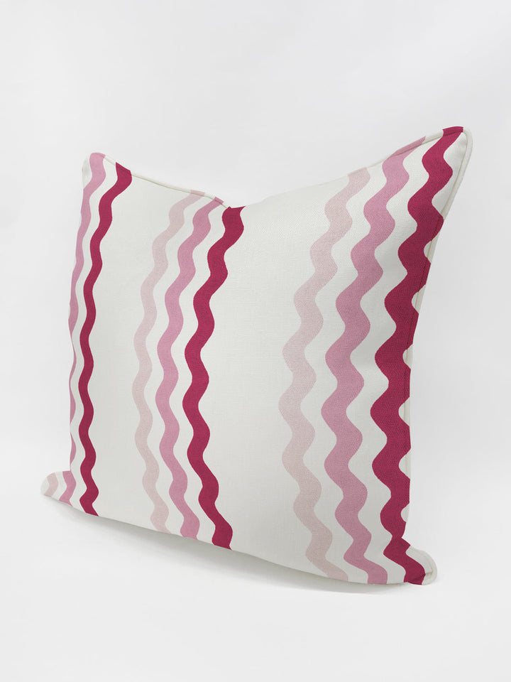ric rac bands pillow by sarah jessica parker pink slipper geranium on linen