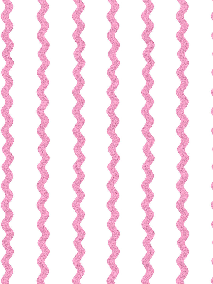'Ric-Rac Stripe on White' Wallpaper by Sarah Jessica Parker - Blush