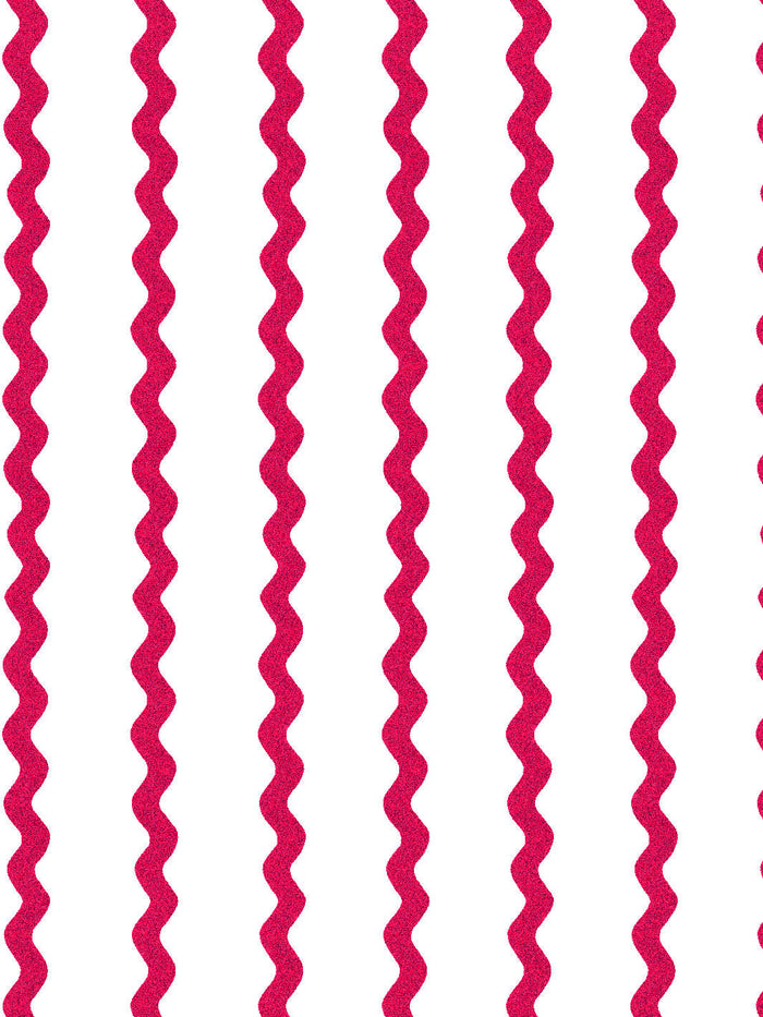 'Ric-Rac Stripe on White' Wallpaper by Sarah Jessica Parker - Geranium