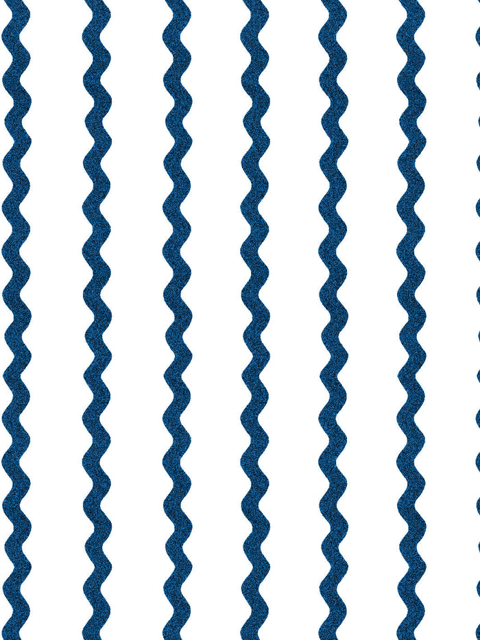 'Ric-Rac Stripe on White' Wallpaper by Sarah Jessica Parker - Navy